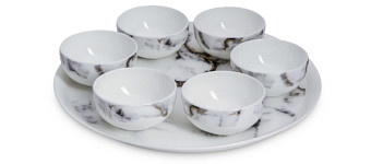 Prouna Marble Venice Fog 7-Piece Seder Plate/Appetizer Set