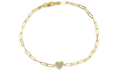 Rachel Reid 14K Yellow Gold Diamond Heart Chain Bracelet