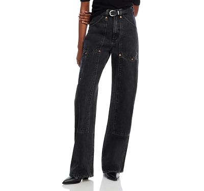 Re/Done Super High Workwear Wide Leg Jeans in Shaded Black
