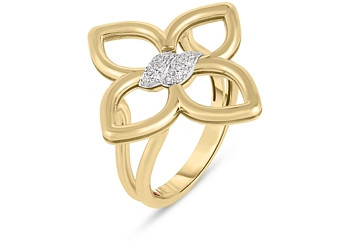 Roberto Coin 18K White & Yellow Gold Cialoma Diamond Openwork Flower Ring