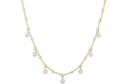 Roberto Coin 18K White & Yellow Gold Diamonds by the Inch Dogbone Link Collar Necklace, 16