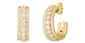 Roberto Coin 18K Yellow Gold Siena Diamond Triple Row Hoop Earrings