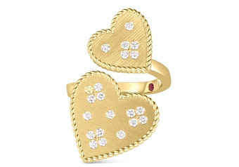 Roberto Coin 18K Yellow Gold Venetian Princess Diamond Heart Bypass Ring