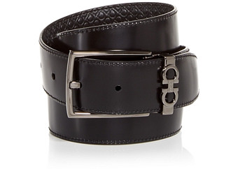 Salvatore Ferragamo Men's Gancini Embossed Reversible Leather Belt