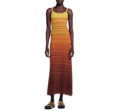 Sandro Desert Pointelle Knit Maxi Dress