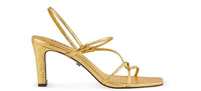 Sandro Women's Faye Metallic Square Toe Strappy Slingback Sandals