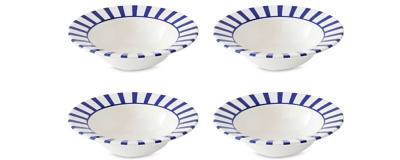 Spode Blue Italian Steccato Cereal Bowls, Set of 4