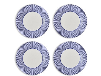 Spode Blue Italian Steccato Dinner Plates, Set of 4