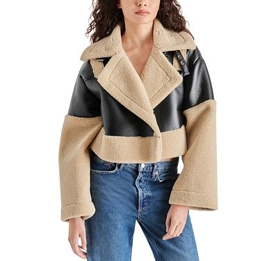 Steve Madden Alaina Faux Leather & Faux Shearling Cropped Coat
