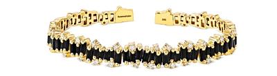 Suzanne Kalan 18K Yellow Gold Fireworks Black Sapphire & Diamond Flexible Bangle Bracelet
