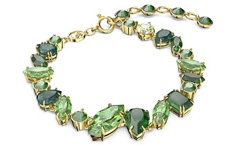 Swarovski Gema Green Crystal Flex Bracelet in Gold Tone