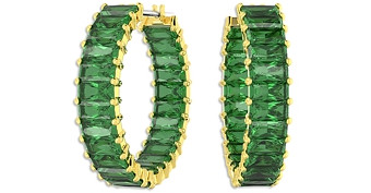 Swarovski Matrix Baguette Color Crystal Hoop Earrings