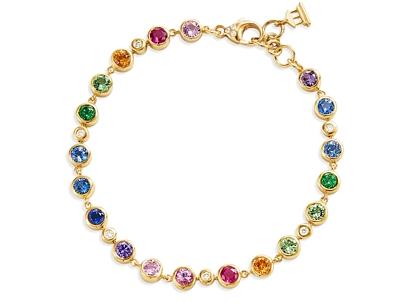 Temple St. Clair 18K Yellow Gold Classic Multi-Gemstone Rainbow Eternity Bracelet