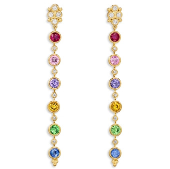 Temple St. Clair 18K Yellow Gold Multi Gemstone & Diamond Rainbow Drop Earrings