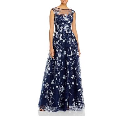 Teri Jon by Rickie Freeman Embroidered Lace Illusion Bodice Gown