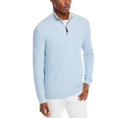 The Men's Store at Bloomingdale's Cotton Tipped Textured Birdseye Half Zip Sweater - 100% Exclusive