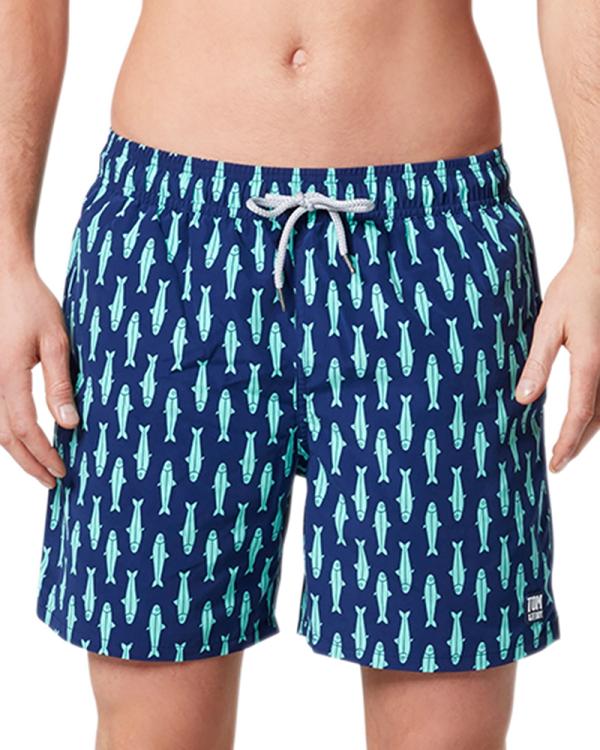 Tom & Teddy Sardines Print 6 Swim Trunks