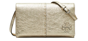 Tory Burch McGraw Metallic Leather Wallet Crossbody