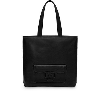 Valentino Garavani Noir Nappa Leather Shopper Tote