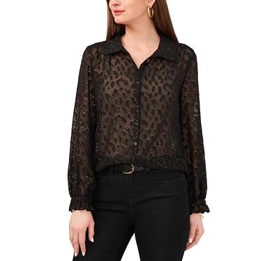 Vince Camuto Collared Jacquard Blouse