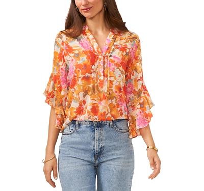 Vince Camuto Floral Print Pleated Top