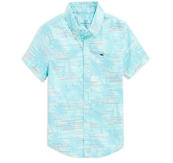 Vineyard Vines Boys' On The Waves Chappy Cotton Classic Fit Button Down Shirt - Little Kid, Big Kid
