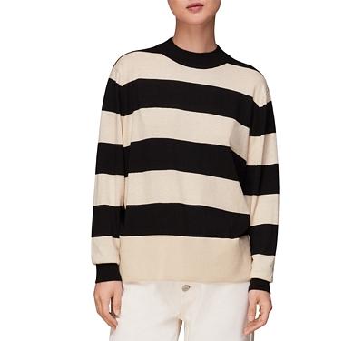 Whistles Striped Mock Neck Sweater