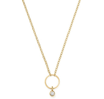 Zoe Chicco 14K Yellow Gold Circle Pendant Necklace with Diamond, 16
