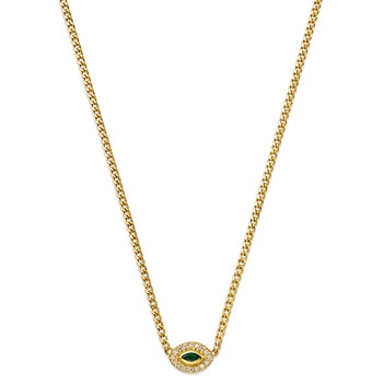 Zoe Chicco 14K Yellow Gold Emerald & Diamond Evil Eye Pendant Necklace, 14-16