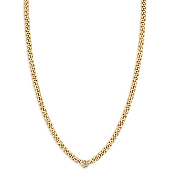 Zoe Chicco 14k Yellow Gold Floating Diamond Small Curb Chain Necklace, 16