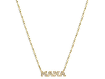 Zoe Chicco 14K Yellow Gold Itty Bitty Diamond Mama Pendant Necklace, 14