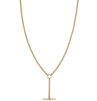 Zoe Chicco 14K Yellow Gold Paris Diamond Faux Toggle Bar Lariat Necklace, 16-18