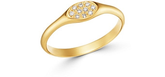 Zoe Chicco 14K Yellow Gold Pave & Bead Set Diamonds Diamond Cluster Signet Ring