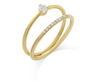 Zoe Chicco 14K Yellow Gold Prong Diamonds Diamond Double Band Open Ring