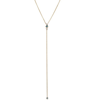 Zoe Chicco 14K Yellow Gold Y Necklace with Diamond and Aquamarine, 18 - 100% Exclusive