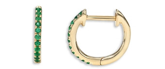 Zoe Lev 14K Yellow Gold Emerald Huggie Hoop Earrings