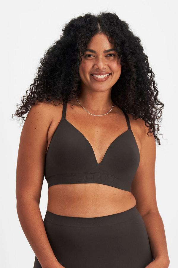 Bonds Bases Seamless Wirefree Bra in Dusted Black Size:
