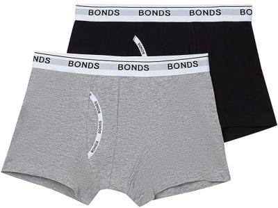 Bonds Boys Guyfront Trunk 2 Pack in Grey/Black Size: