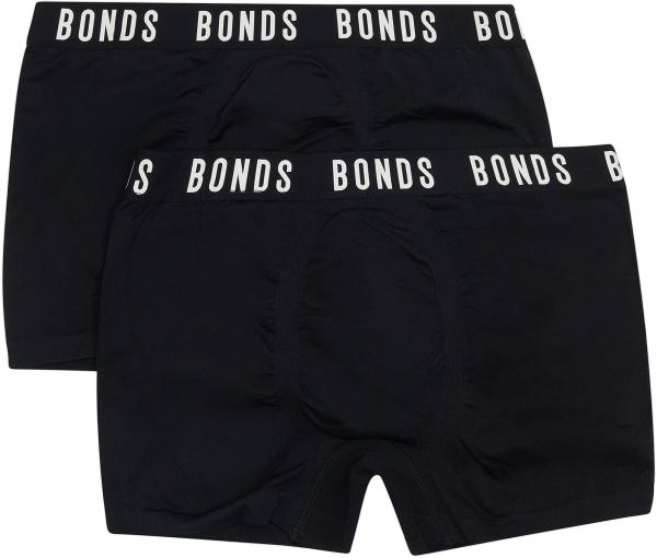 Bonds Boys Super Stretchies Trunk 2 Pack in Black Size: