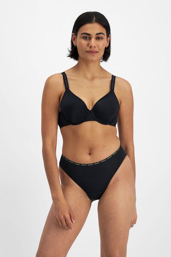 Bonds Damn Dry Active Hi Bikini in Black Size: