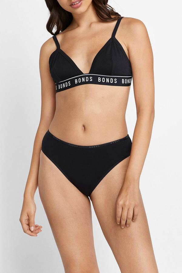 Bonds Everyday Organics Hi Bikini in Black Size: