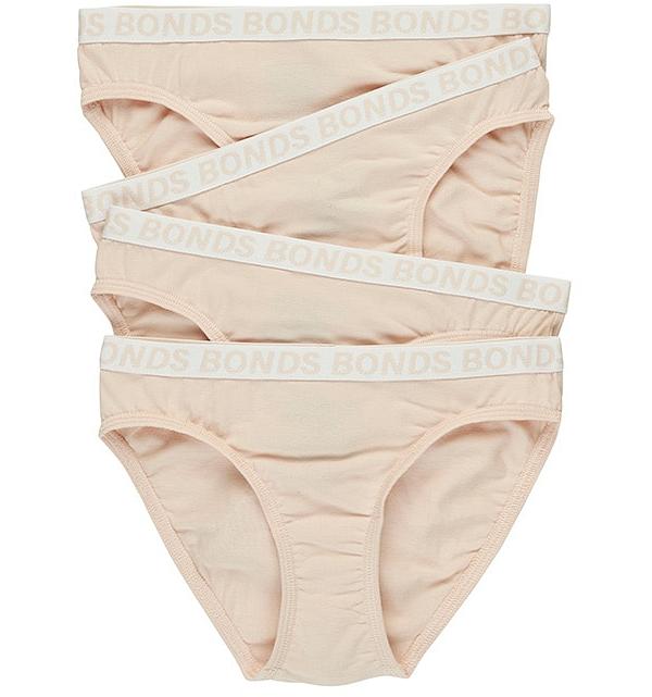 Bonds Girls Bikini Sport 4 Pack in Nude Size: