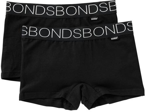 Bonds Girls Cotton Stretchies Shortie 2 Pack in Black Size: