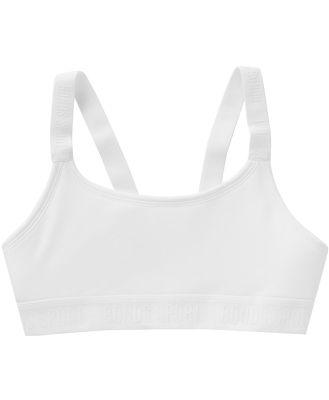 Bonds Girls Performance Micro Crop in White On White Size: