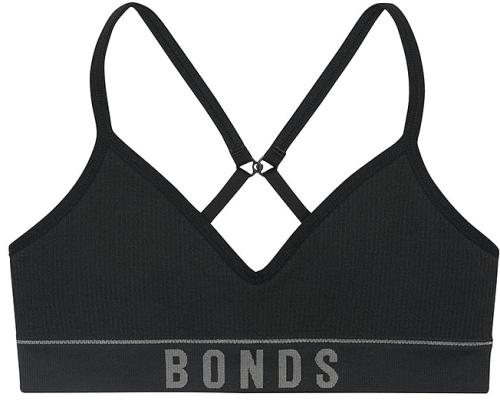 Bonds Girls Retro Rib Contour Crop in Black Size: