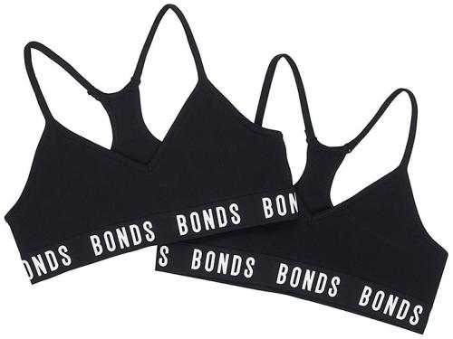 Bonds Girls Super Stretchies Racer Crop 2 Pack in Black Size: 12/14, Moisture-Wicking