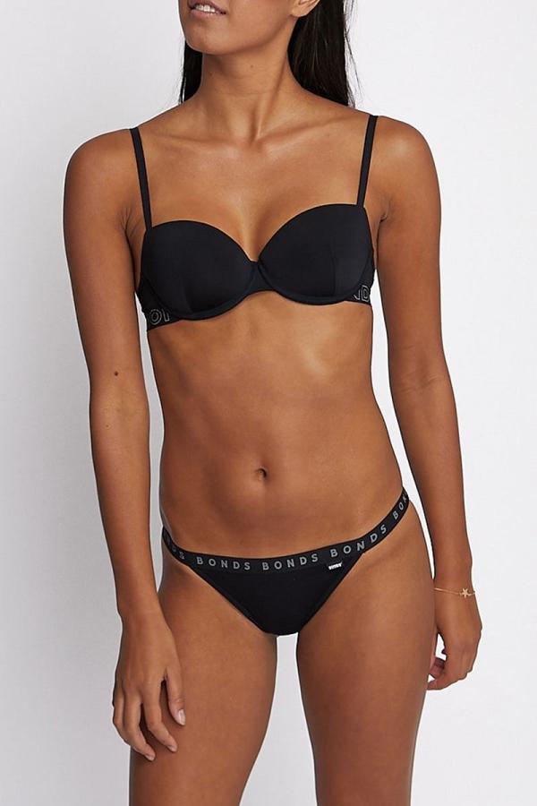 Bonds Hipster Cotton String Bikini in Black Size: