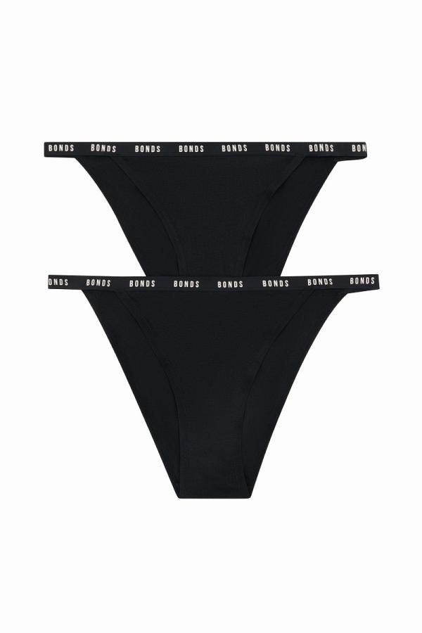 Bonds Icons String Bikini 2 Pack in Black Size: