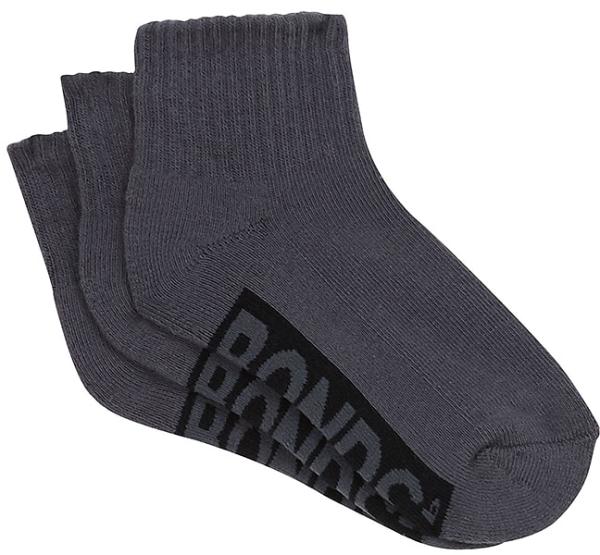 Bonds Kids Cotton Cushioned Quarter Crew Socks 3 Pack in School Grey Size: