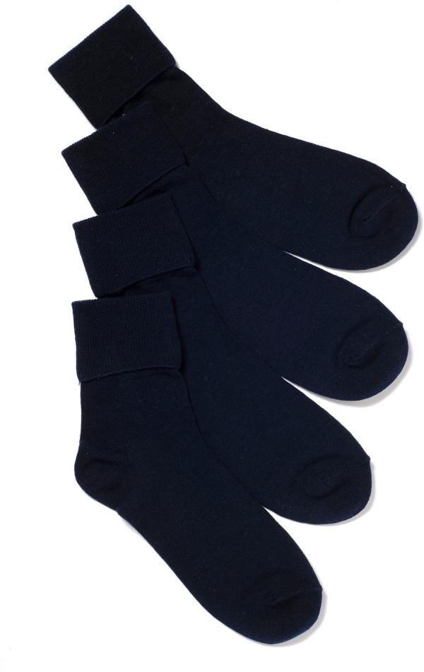 Bonds Kids School Cotton Turnover Top 4 Pack Socks in Navy Size: